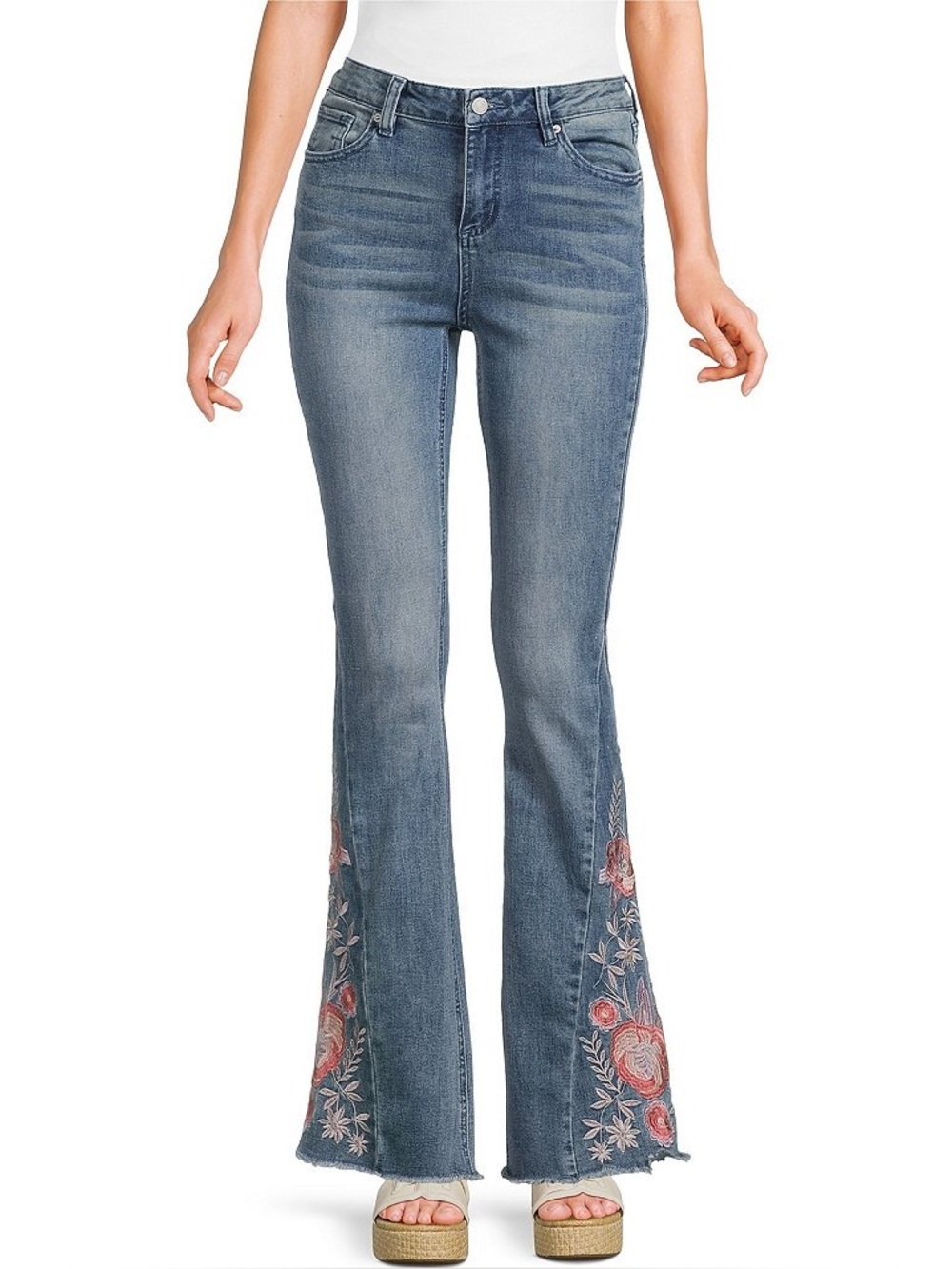 NWT Prosperity Rose Embroidered Denim Flared Jeans/size 28
